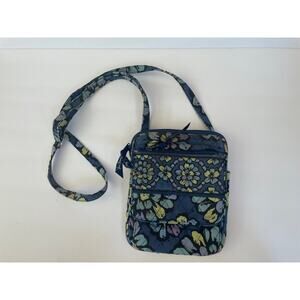 Vera Bradley Quilted Crossbody Bag Blue and Green Floral